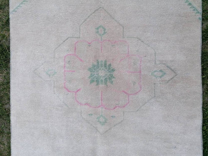 Faded runner wool rug 2'10x10'7 muted runner handmade rug, hallway runner rug, kitchen runner, bohemian runner, vintage runner rug,