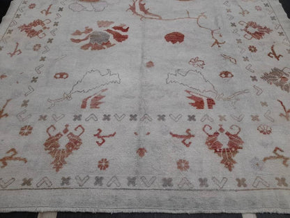 8.8 x 12.3 Muted Vintage OUSHAK RUG TURKISH Muted Oushak Rug Vintage Rug Wool Oushak 9x12 Rug Hand Made Rug Authentic Oushak Rug