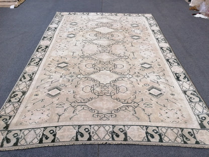Pastel hand made rug, wool anatolian rug, vintage oushak rug, turkish rug 6x4'2 feet