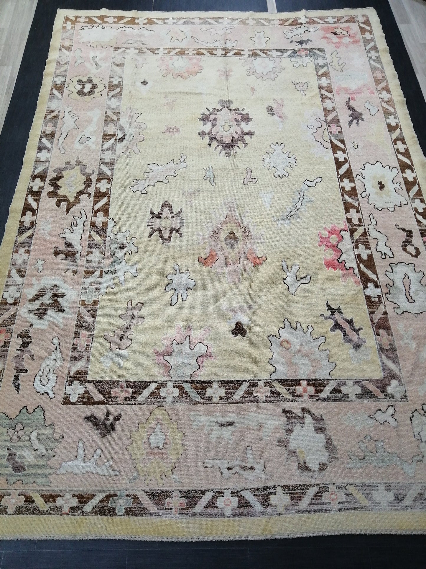 Vintage OUSHAK RUG, 12.6 x 8.6 Oushak Rug, Vintage Oushak Rug Wool Oushak Rug Hand Made Rugs, Authentic Oushak Rug