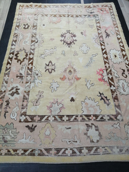 Vintage OUSHAK RUG, 12.6 x 8.6 Oushak Rug, Vintage Oushak Rug Wool Oushak Rug Hand Made Rugs, Authentic Oushak Rug