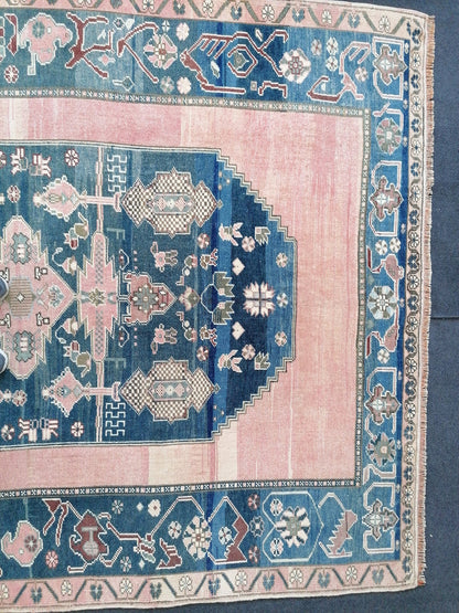 9x6'2 oushak vintage rug, turkish oushak rug rustic unsual tribal rug retro style rug