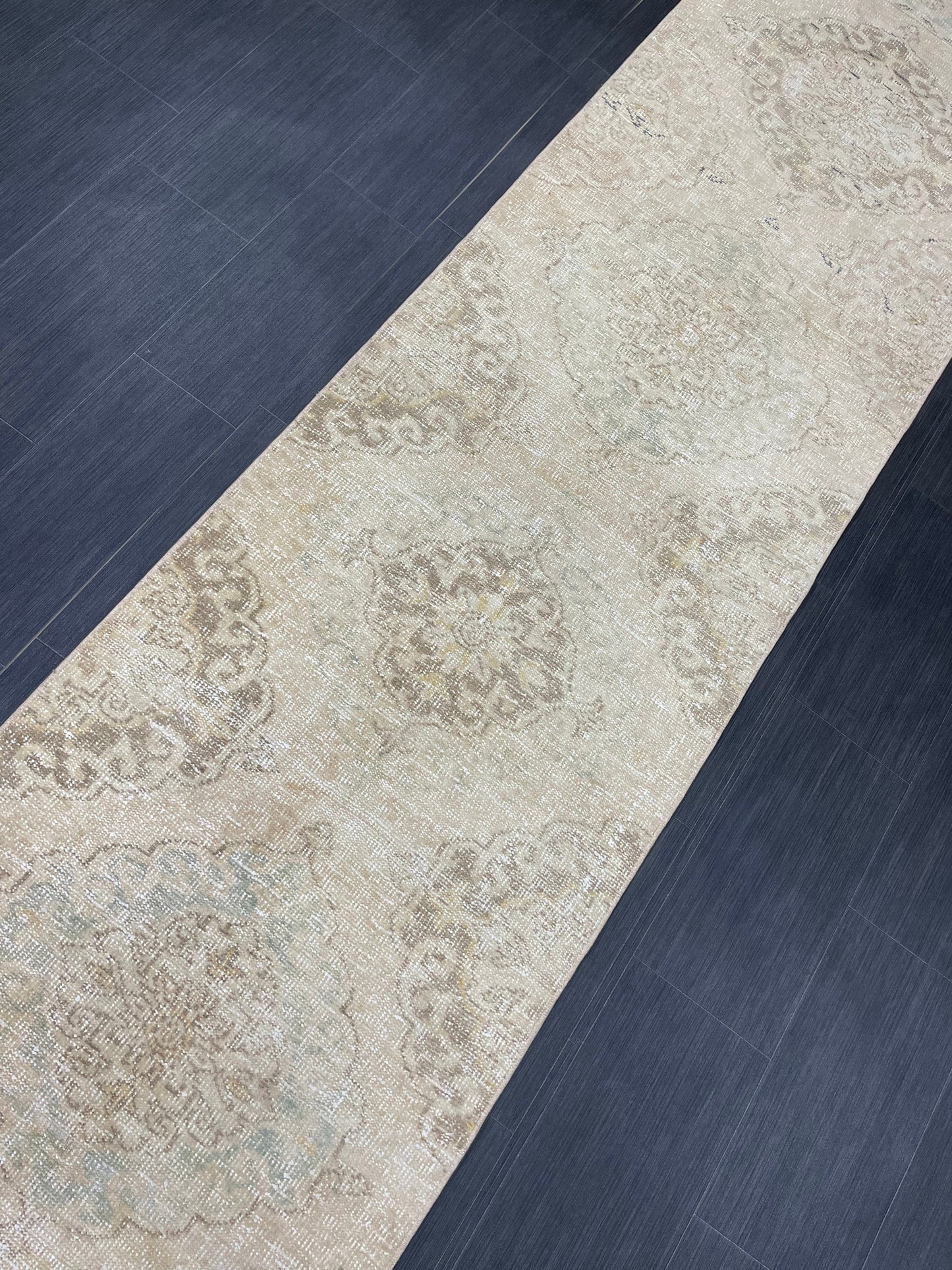 MUTED Runner Rug 2.8 x 12.7 Vintage Turkish Runner XL Vintage Natural Runner Rug Oushak Runner Rug Persian Soft Wool Runner