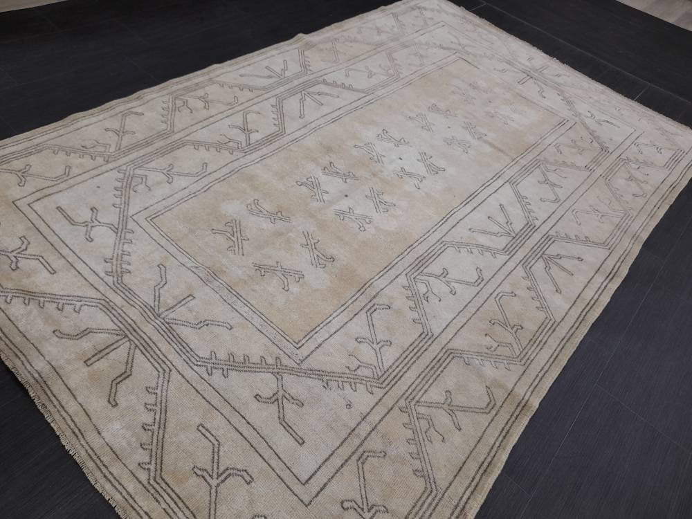 Muted Vintage RUG 5.2 x 8.3 Turkish Rug Antique Rug