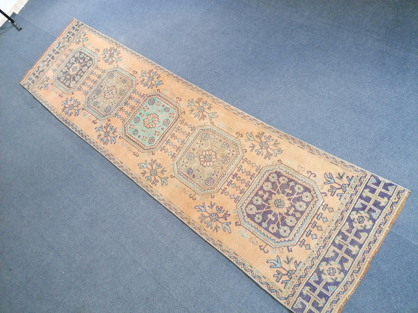 11'x2'10 oushak turkish runner rug, vintage turkish runner rug, oushak vintage rug, vintage rug, kitchen runner rug, vintage anatolian rug
