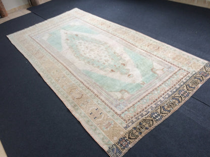 10 x 5.2 Vintage Turkish Rug, Turkish Rug, Wool Oushak Rug, Oushak  Rug, Hand Made  Rug, Wool Rug, Turkish Rug 5 by 10 ft