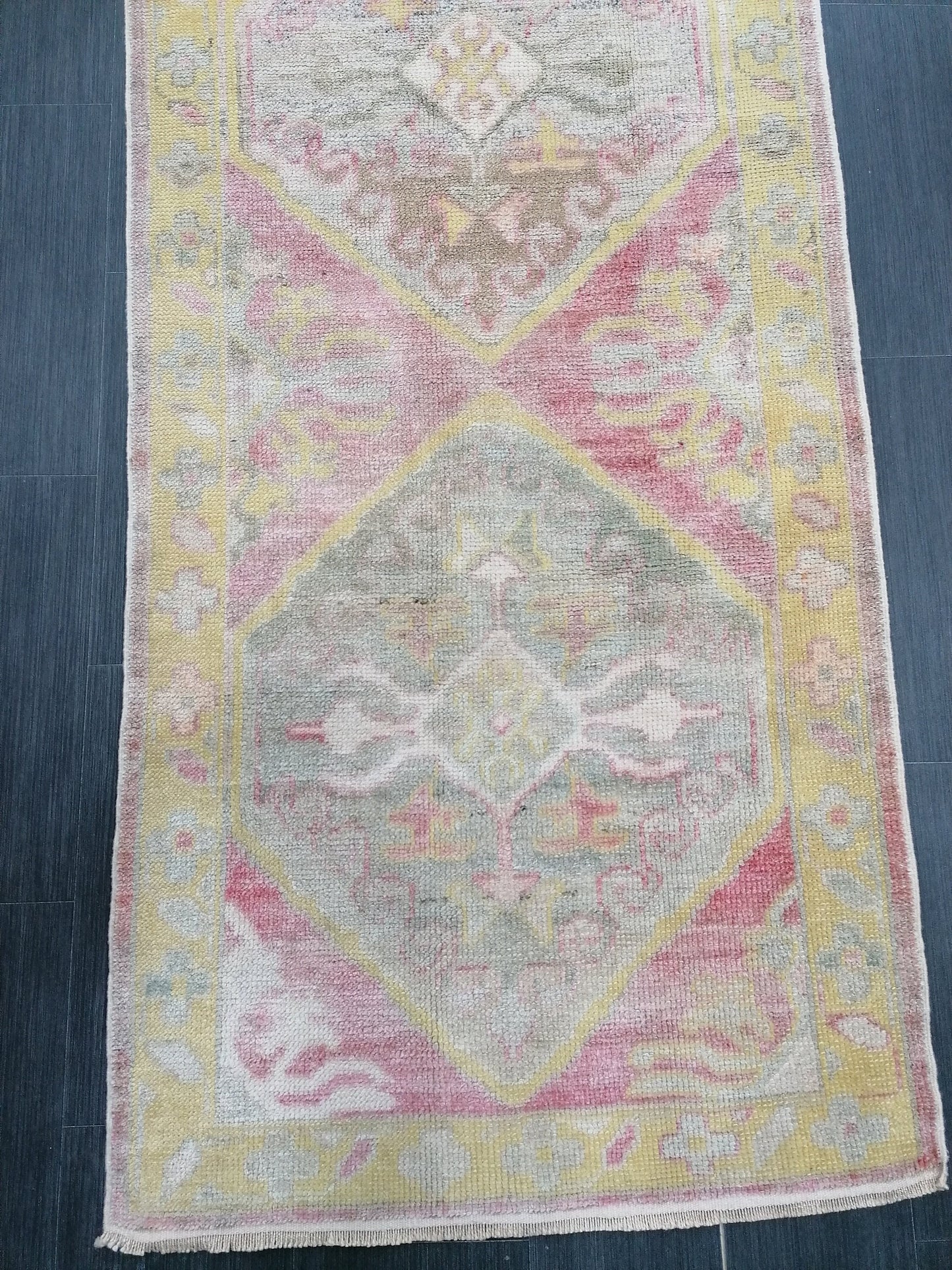 Oushak turkish runner rug 3x14'5 oushak new production wool runner rug pastel hallway runner rug handmade runner