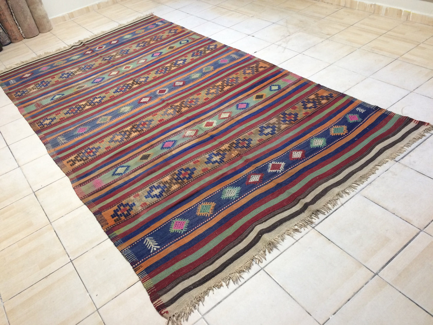 6 x 11 Flat Weave OUSHAK RUG TURKISH Oushak Rug Flatweave Oushak Runner Rug Vintage Runner Rug Wool Oushak Rug Hand Made Rugs Vintage Rug