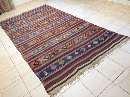 6 x 11 Flat Weave OUSHAK RUG TURKISH Oushak Rug Flatweave Oushak Runner Rug Vintage Runner Rug Wool Oushak Rug Hand Made Rugs Vintage Rug