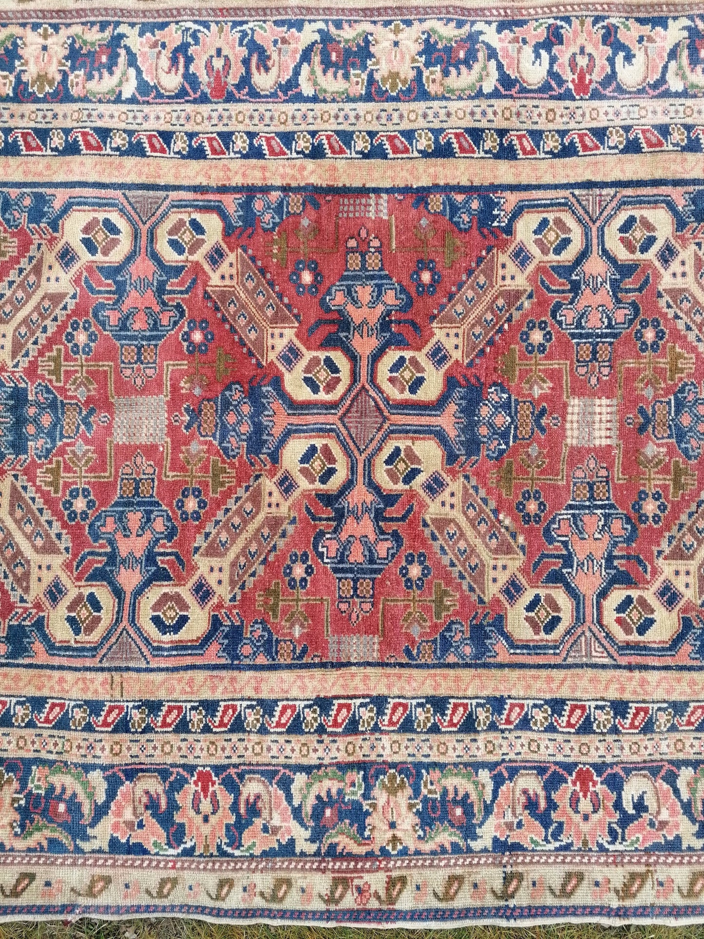 5'4x10'2 vintage handmade rug, blue turkish rug, oushak wool rug rustic unsual tribal rug retro style rug traditional turkish design