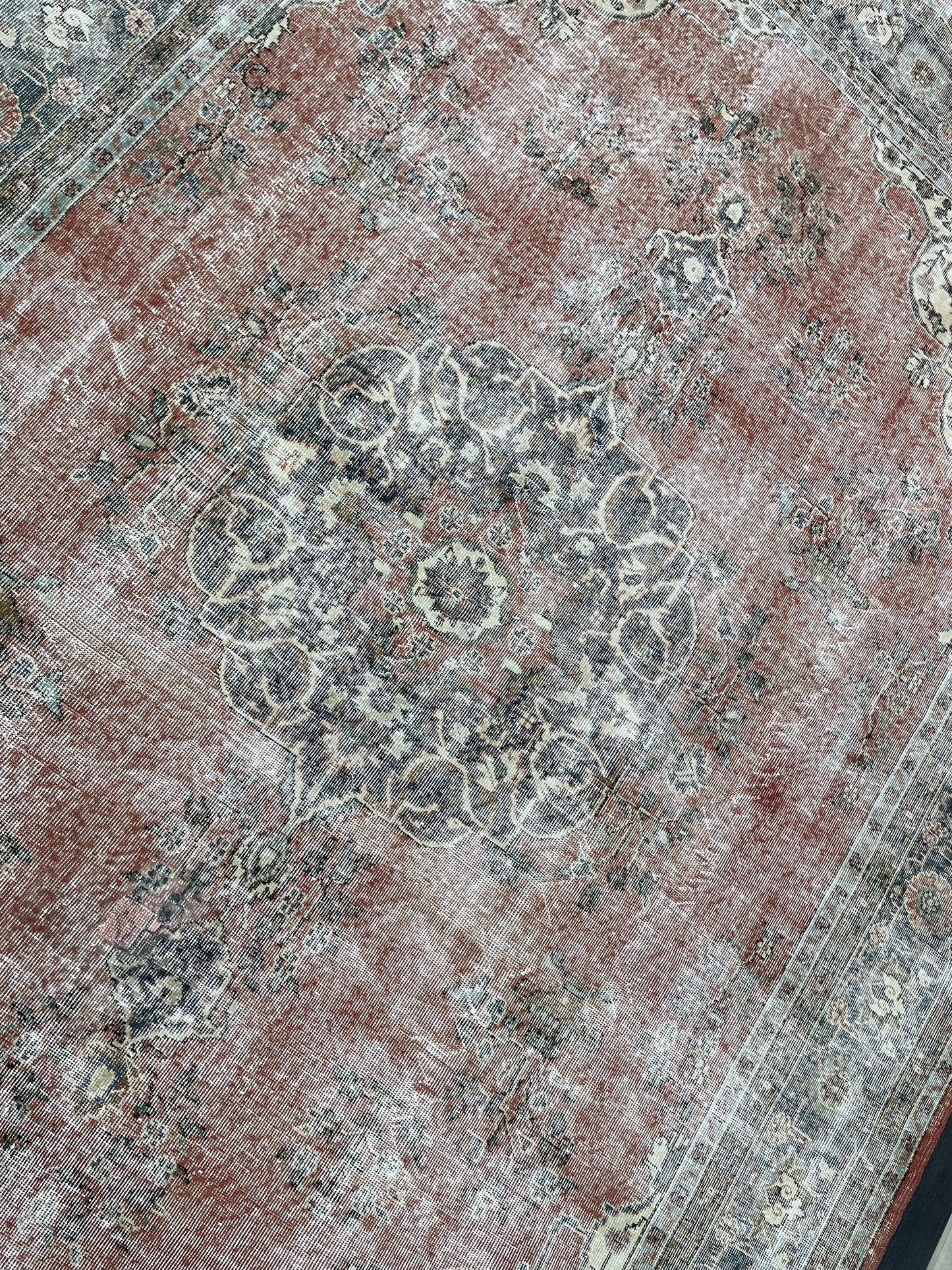 Muted OUSHAK RUG  TURKISH 8.8 x 12 Rug Distressed Vintage  Rug Wool Hand Knotted Rug Large Handmade Rug 8x11 Vintage Turkish 9x12 Rug