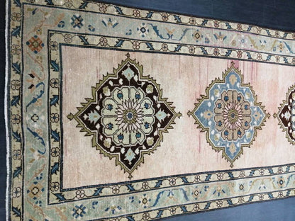 Muted Wool Runner Rug  Muted 4.6 x 9.5 Oushak Runner Rug Turkish Runner Rug Vintage Runner Rug Hallway Runner Rug Wool Kitchen Runner Rug