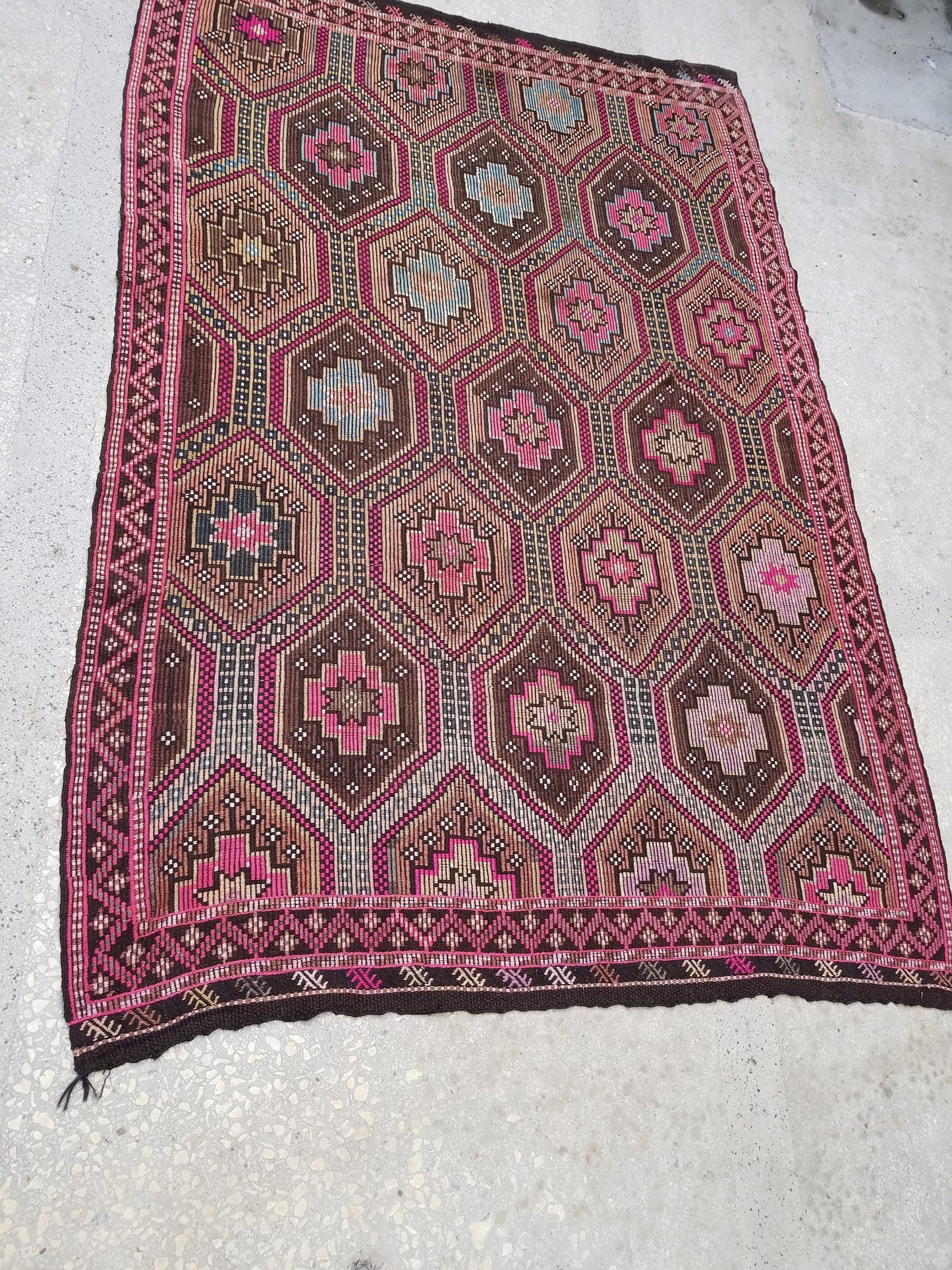 9'5x6'6 flatwoven with embroidery rug, kilim rug, turkish hand made rugs vintage turkish rugs oushak rug vintage oushak rug, wool rug