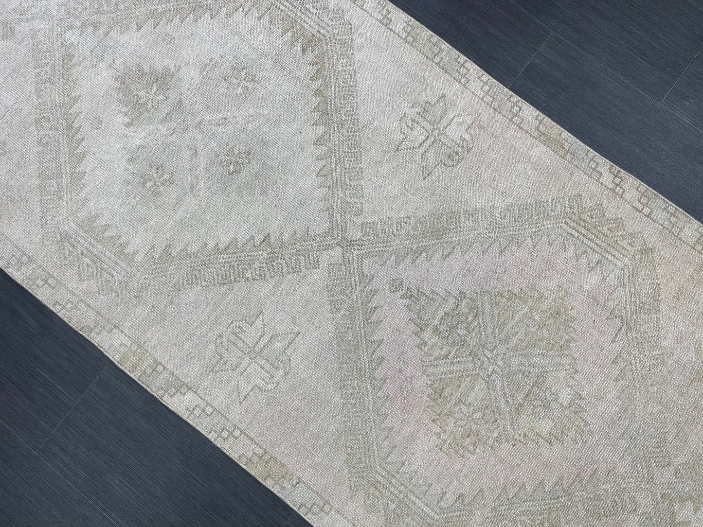 Muted Oushak Runner 3.2 x 12.5 Rug Turkish Runner Rug Vintage Runner Rug Hallway Runner Rug Kitchen Runner Rug Wool Runner Rug