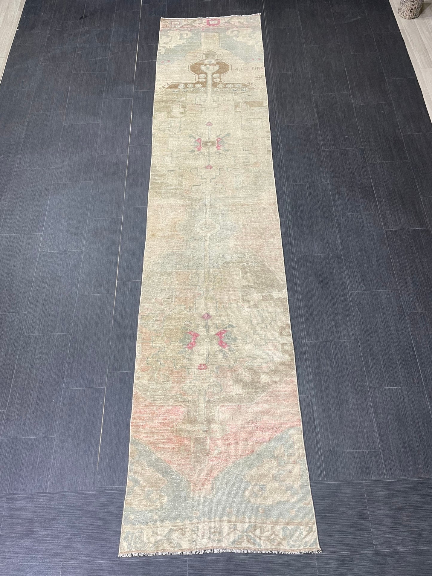 Muted Runner Rug Muted Turkish Runner Rug Vintage 2.5 x 11.5 Runner Rug Hallway Runner Rug Kitchen Runner Rug Oriental Runner Wool Runner