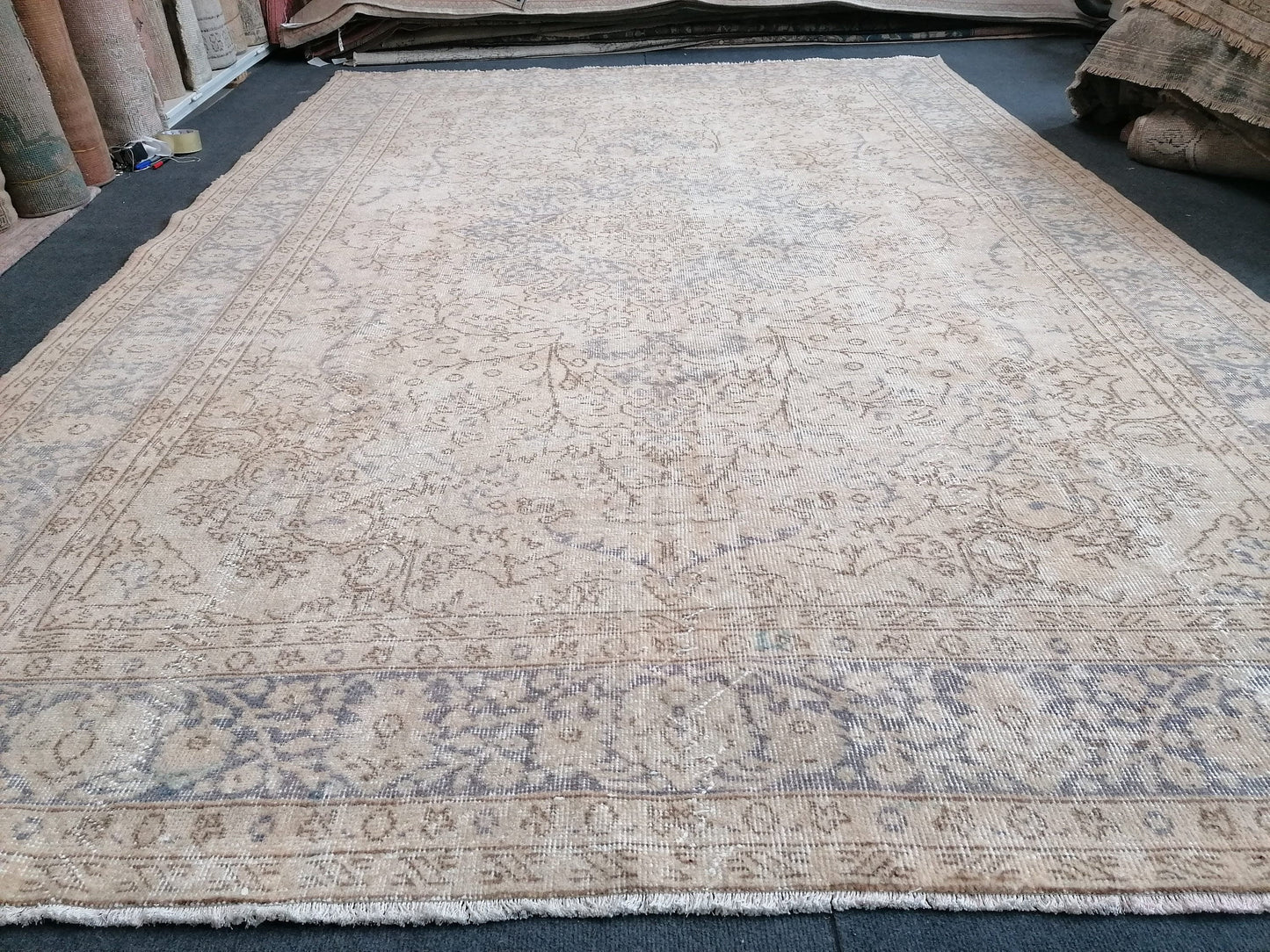 7 x 10 large vintage oushak rug, handmade rug, distressed rug