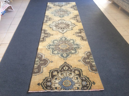 9.7 X 2.9 Oushak Runner Rug Turkish Runner Rug Vintage Runner Rug Hallway Runner Rug Kitchen Runner Rug Wool Runner Rug Wool Oushak Rug
