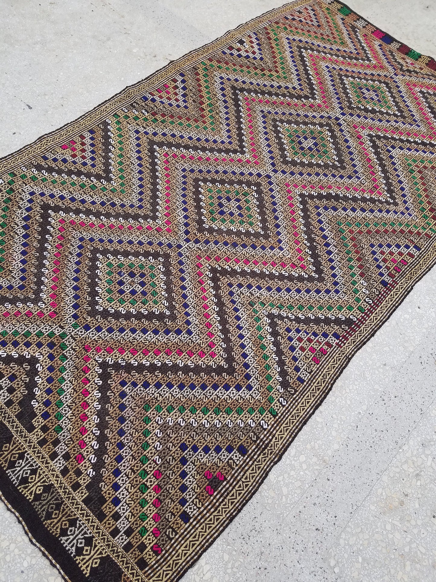 10'2x5'5 flatwoven with embroidery rug turkish hand made rugs vintage turkish rugs oushak rug vintage oushak rug,wool turkish wool kilim rug