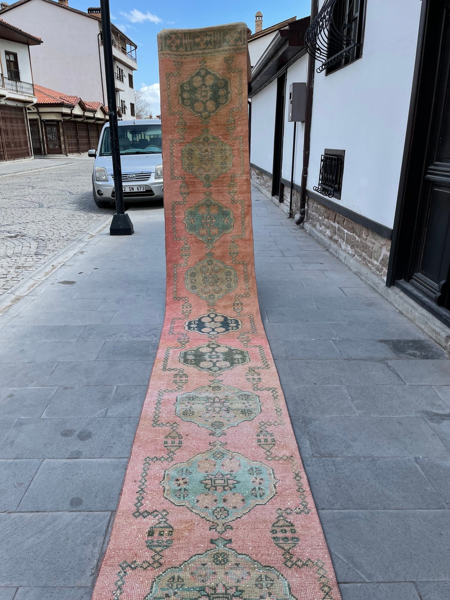Hand Knotted Extra Long Turkish Runner Very Long Oushak Runner Rug 2.4 x 18.8 Vintage Runner Rug XL Oriental Runner Rug Staircase Runner