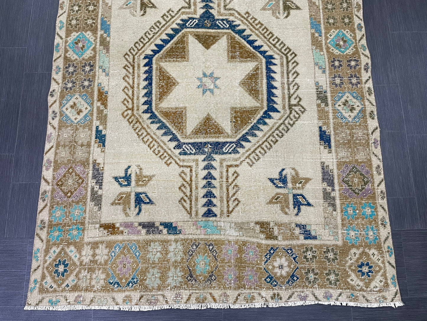 Muted Vintage Runner Rug Persian Runner Rug 4.6 x 11.8 Star Rug Runner Turkish Runner Kitchen Runner Rug Antique Wool Oriental Runner
