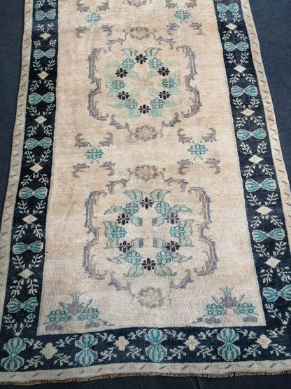 12.2 x 4.6 ft Oushak Runner Rug Turkish Runner Rug Vintage Runner Rug Hallway Runner Rug Kitchen Runner Rug Wool Runner Rug High Pile Rug