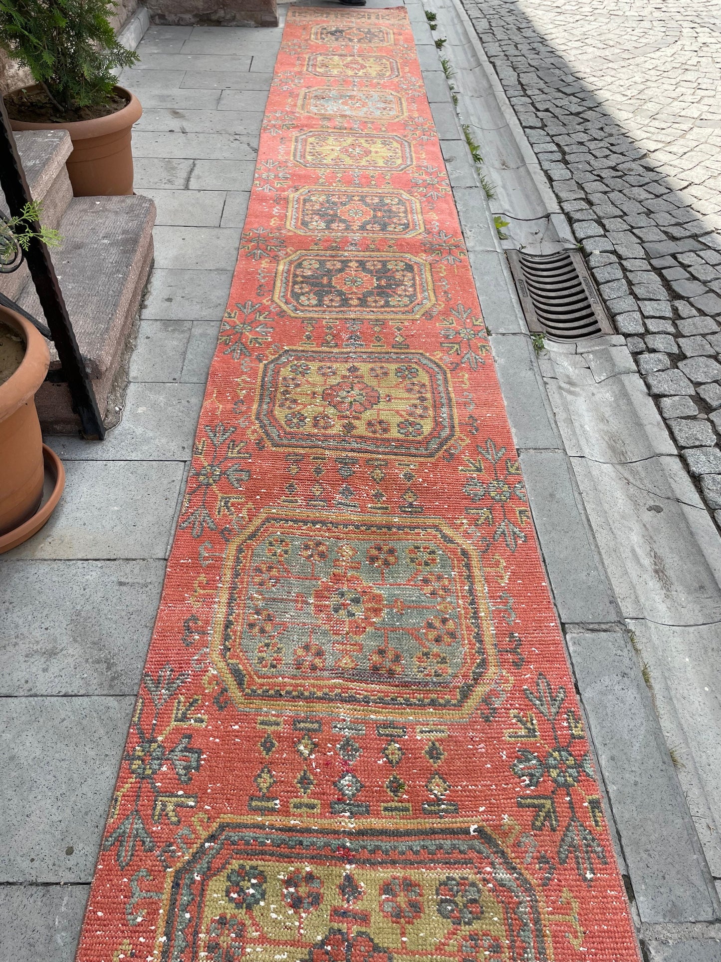 Long Vintage Runner Stairs Runner Rug 2.6 x 22.3 Handmade Runner Rug XL Oriental Runner Rug Staircase Hand Knotted Runner rug