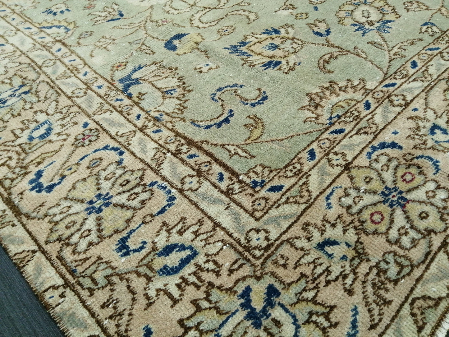 6.3 x 8.4 OUSHAK RUG TURKISH Light Green Blue Rug Vintage Oriental Rug Vintage Wool Fine Knotted Rug Hand Made Rugs Turkish Rug 6x8