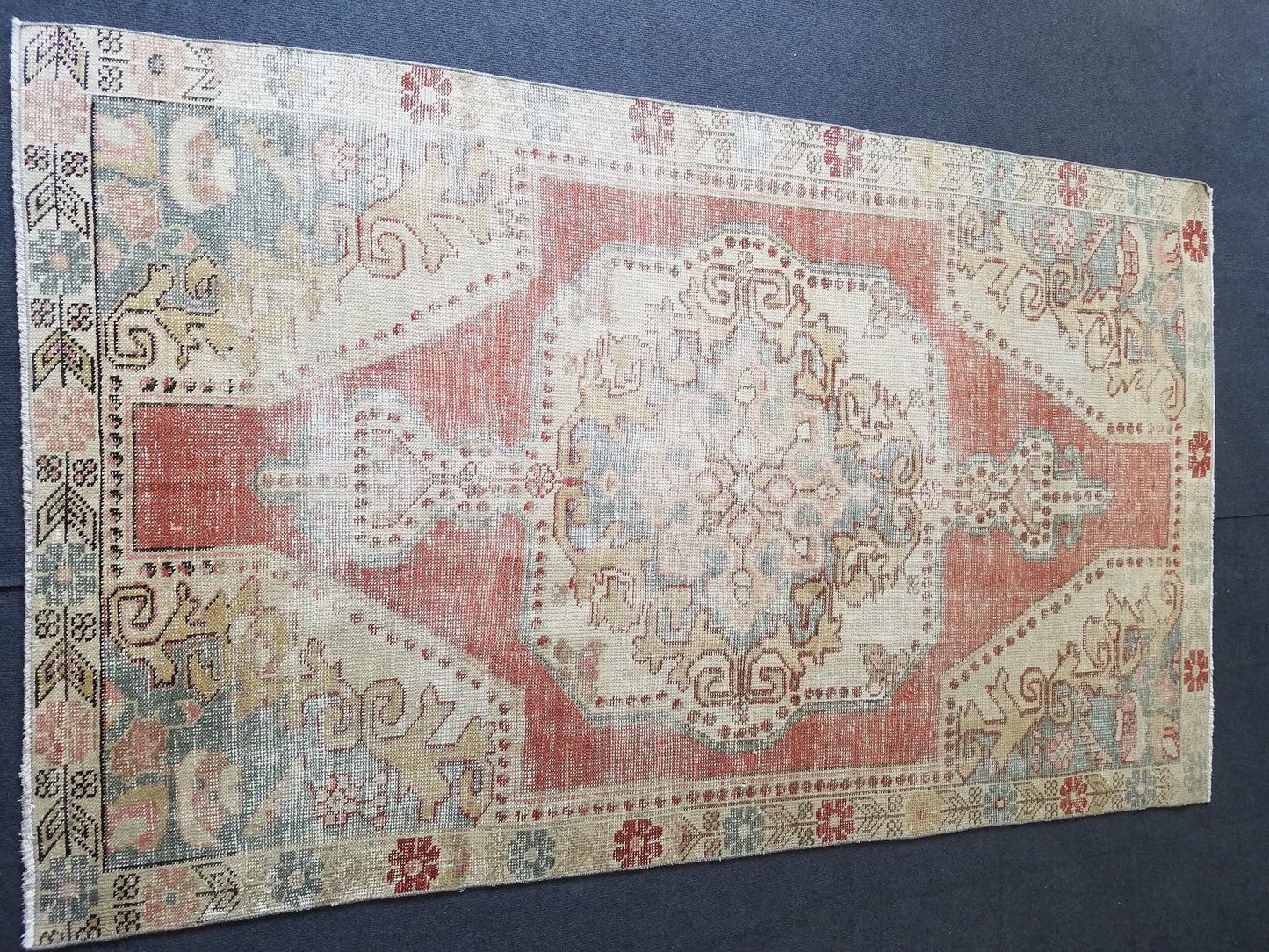 Distressed vintage wool rug, turkish handmade rug 4'4x7'3 oushak rug,living room rug, bohemian rug