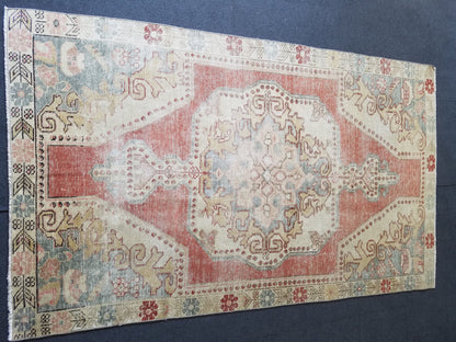 Distressed vintage wool rug, turkish handmade rug 4'4x7'3 oushak rug,living room rug, bohemian rug
