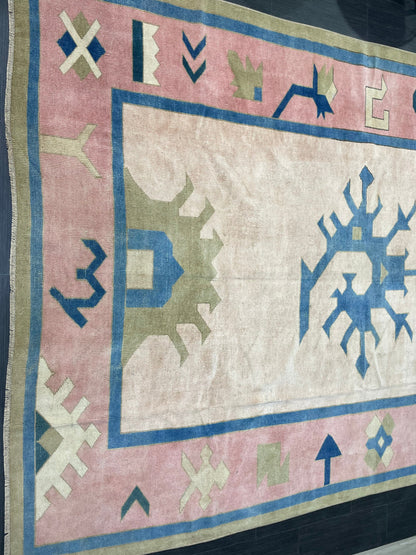 Muted Persian RUG, Turkish Oushak 7 x 10.2 Rug, Hand Knotted Antique Rug, Vintage Wool Rug, Oriental Rug Handmade Rug