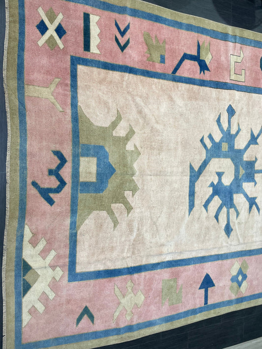 Muted Persian RUG, Turkish Oushak 7 x 10.2 Rug, Hand Knotted Antique Rug, Vintage Wool Rug, Oriental Rug Handmade Rug