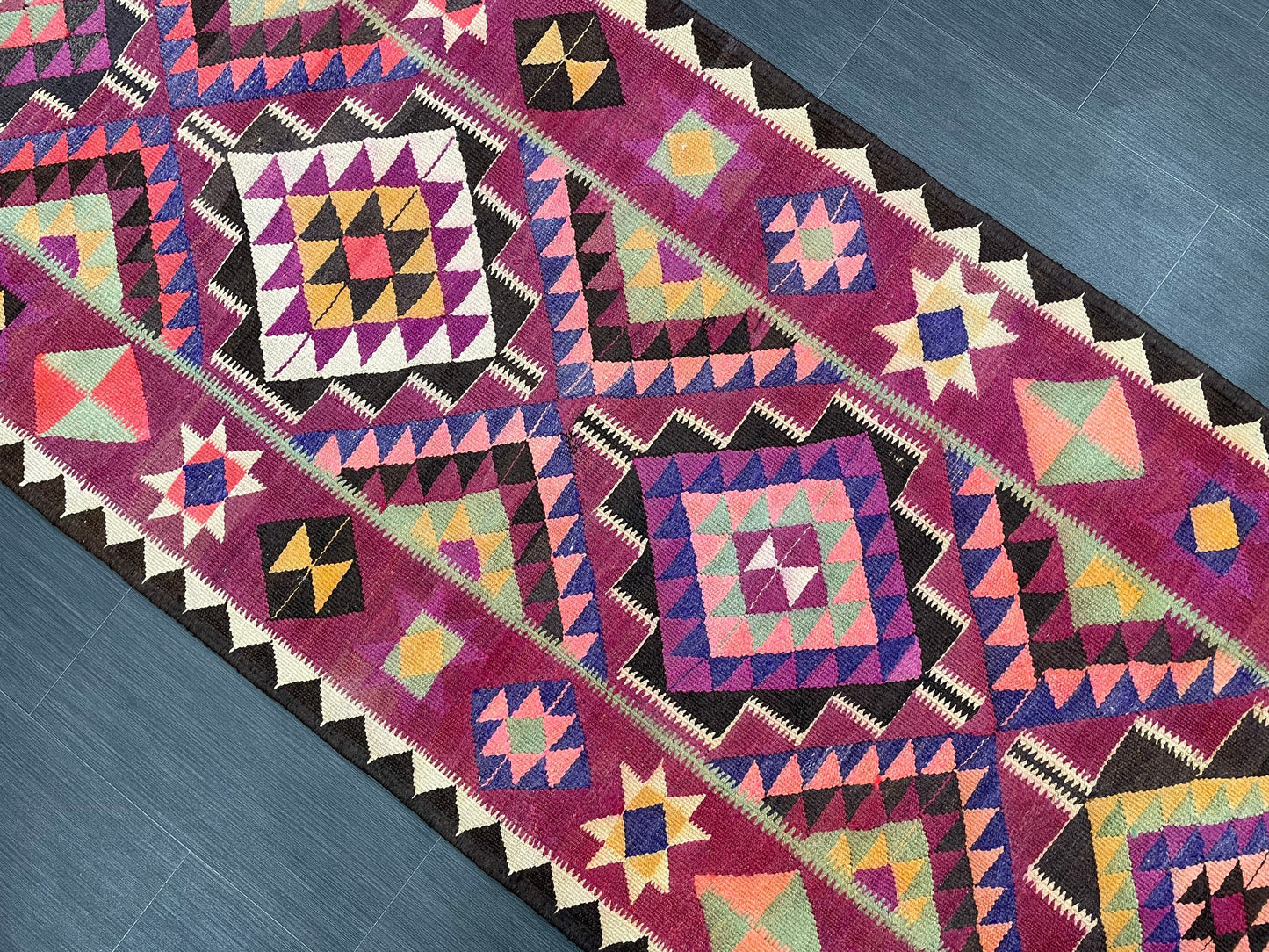 Vintage Runner rug 3.4 x 12.5 Handmade Flat woven Runner Kilim Runner Rug XL Oriental Runner Vintage Flat weave Rug Wool Carpet Rug