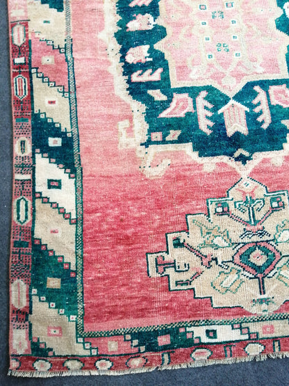 Handmade  Runner RUG TURKISH 4.4 x 10.9 Rug Vintage Oushak Runner Rug Vintage Runner Rug Wool Oriental Rug Vintage Turkish Rug