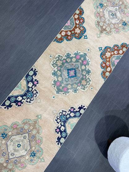 Muted Oushak Runner 2.5 x 11.5 Rug Turkish Runner Rug Vintage Runner Rug Long Hallway Runner Rug Kitchen Runner Rug Wool Runner Handmade Rug