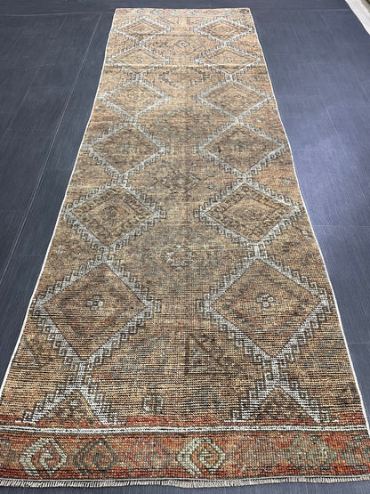 Antique Handmade Runner RUG 3.3 x 10.3 TURKISH Oushak Rug Vintage Runner Rug Vintage Runner Rug Wool Oushak Rug Hand Made Rug Vintage Rug