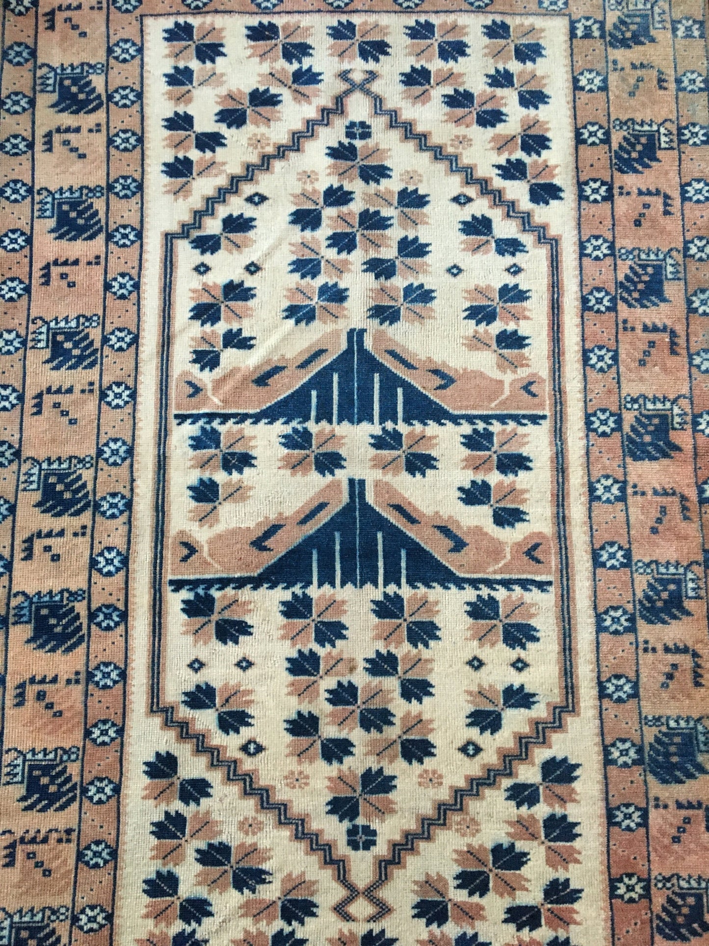 3.6x6 feet wool natural muted turkish kitchen rug, living room floor bohemian rugs, vintage brown large rug, bedroom area rug, wide blue rug