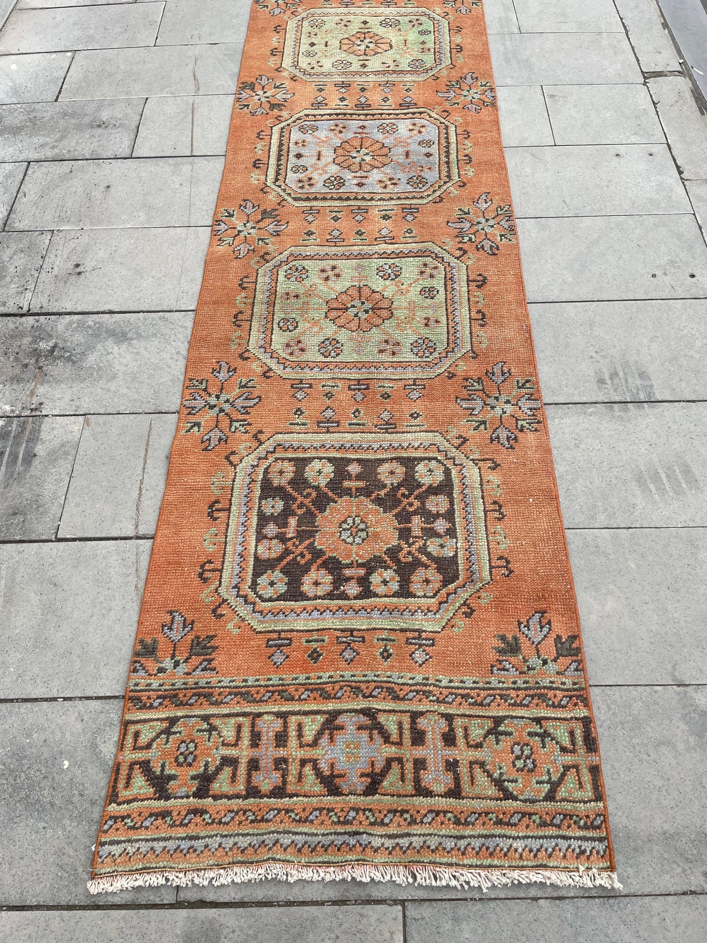 Handmade Staircase Runner Rug 2.6 x 30 ft Extra Long TURKISH Runner Rug Vintage Runner Rug Oushak Runner Rug  Runner Hand Knotted Runner