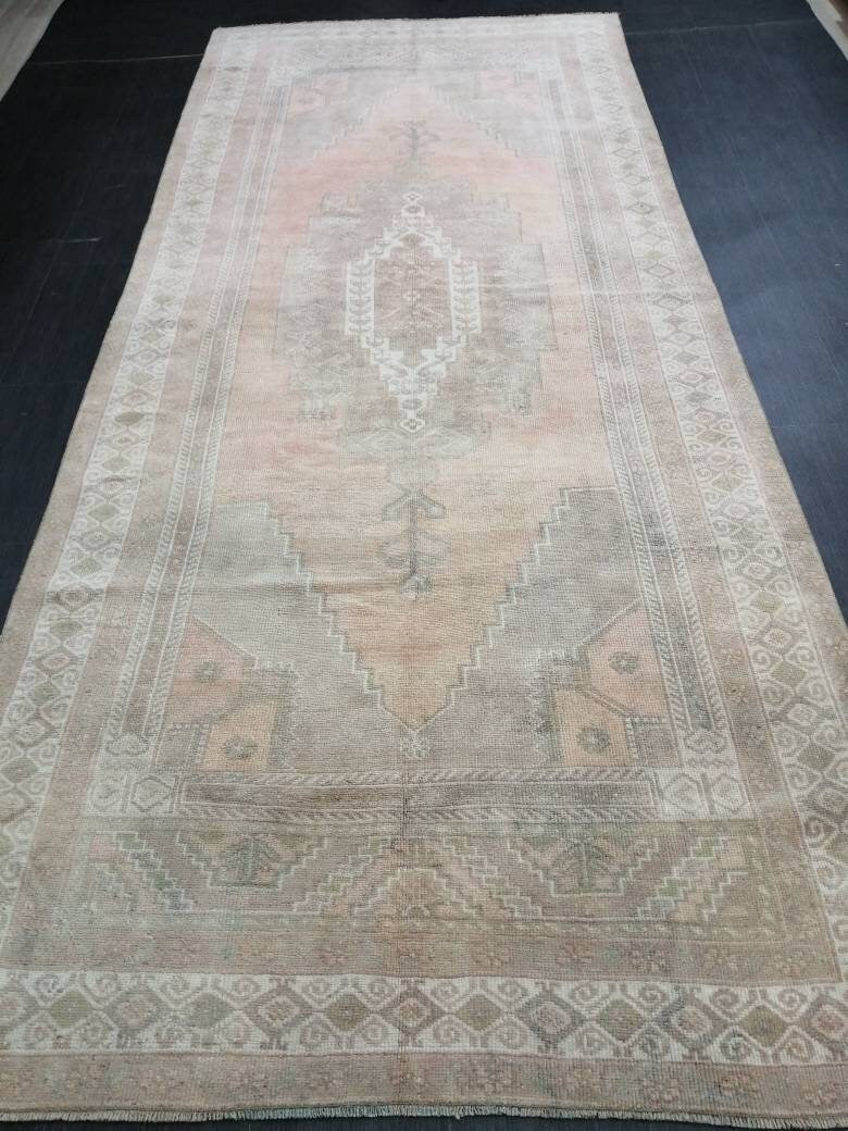 Turkish Runner Rug 4.9 x 11.7 Muted Vintage Runner Persian Hallway Runner Rug Kitchen Runner Rug Oriental Distressed Runner Muted  RUNNER