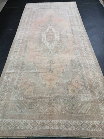 Turkish Runner Rug 4.9 x 11.7 Muted Vintage Runner Persian Hallway Runner Rug Kitchen Runner Rug Oriental Distressed Runner Muted  RUNNER
