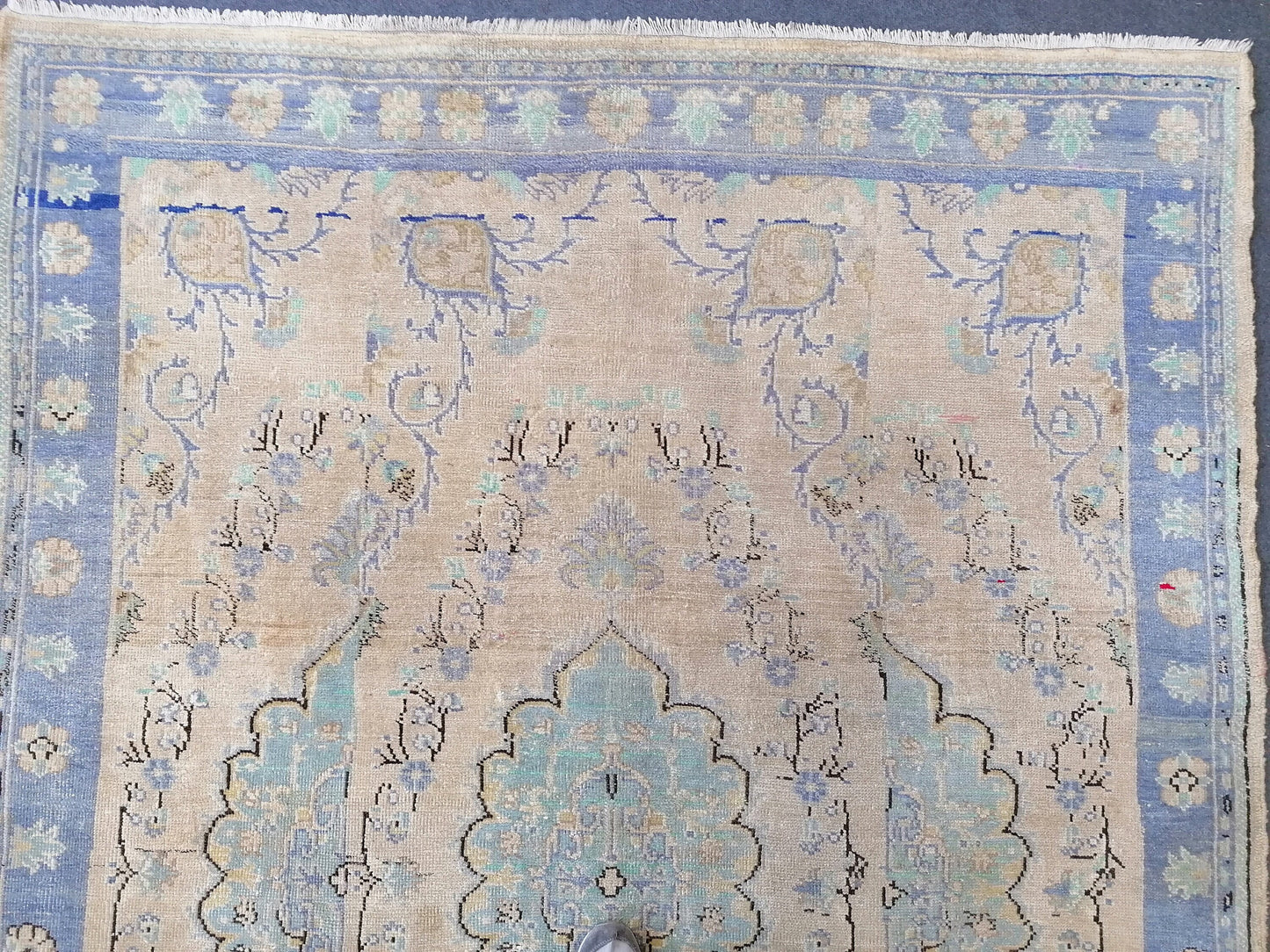 Large oushak rug 6'4x8'5 vintage wool rug, turkish hand made rug, living room rug, bohemian rug, area rug