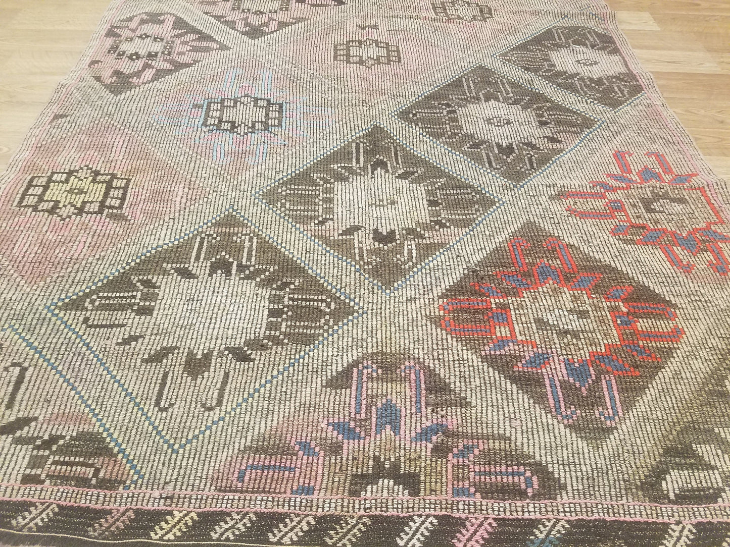 6 x 9 flatwoven with embroidery rug, handmade kilim wool rug, vintage turkish rugs oushak rug vintage oushak rug, wool rug