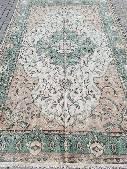 Oushak rug 6.3x10 vintage large rug vintage hand made rug