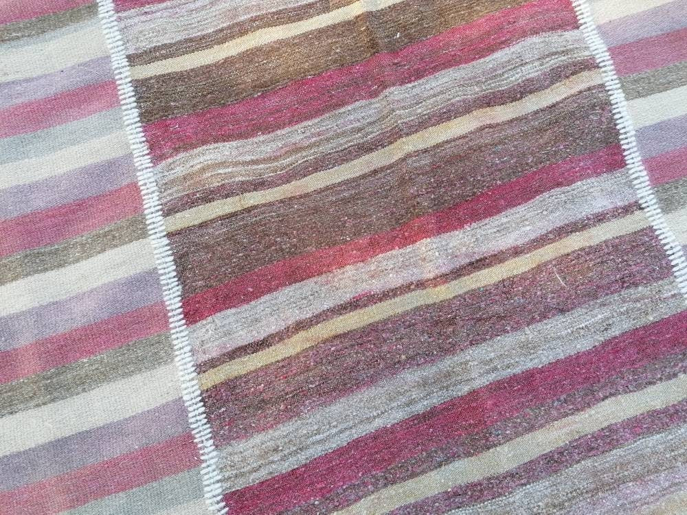 6.8 x 9.7 Flatwoven kilim rug  stripe handmade rug vintage turkish rug, vintage oushak rug, wool rug