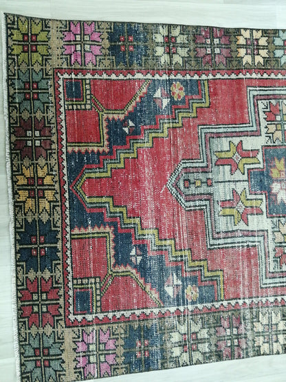 4 x 9.3 OUSHAK RUG TURKISH Oushak Rug Vintage Oushak Runner Rug Vintage Runner Rug Wool Oushak Rug Hand Made Rugs Vintage Turkish Rug