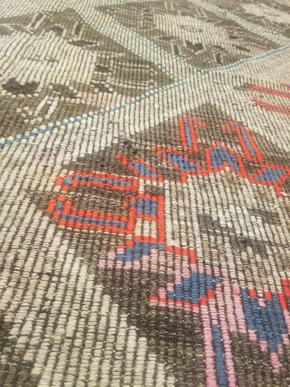 6 x 9 flatwoven with embroidery rug, handmade kilim wool rug, vintage turkish rugs oushak rug vintage oushak rug, wool rug