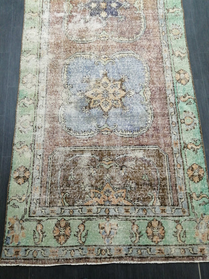 4 x 11.7 Distressed Oushak Runner Rug Turkish Runner Rug Vintage Runner Rug Hallway Runner Rug Kitchen Runner Rug Wool Runner Rug Oushak Rug