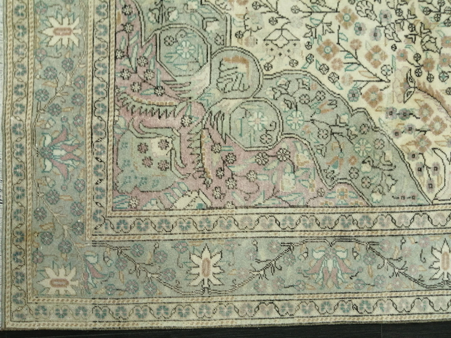 Muted OUSHAK RUG 6.2 x 9.3 TURKISH Rug Vintage Oushak Rug Muted Vintage Rug Wool Oushak Rug Hand Made Rugs Vintage Turkish Rug