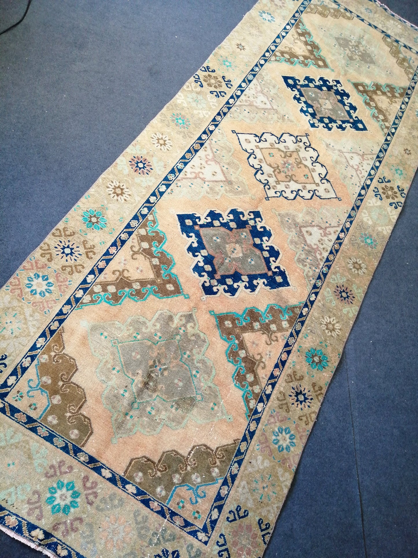 13 x 4.8 Runner Oushak Runner Rug, Turkish Runner Rug, Vintage Runner Rug, Hallway Runner Rug, Kitchen Runner Rug Wool Runner Rug