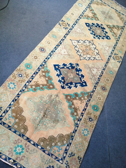 13 x 4.8 Runner Oushak Runner Rug, Turkish Runner Rug, Vintage Runner Rug, Hallway Runner Rug, Kitchen Runner Rug Wool Runner Rug