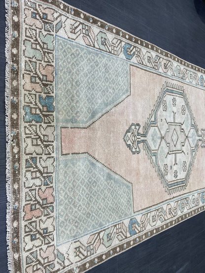 Handmade Rug, Hand Knotted 3.8 x 7 Rug, Oushak Rug, Rustic Rug, Bohemian Rug, Turkish Rug, Antique Rug, Vintage Rug, Wool rug